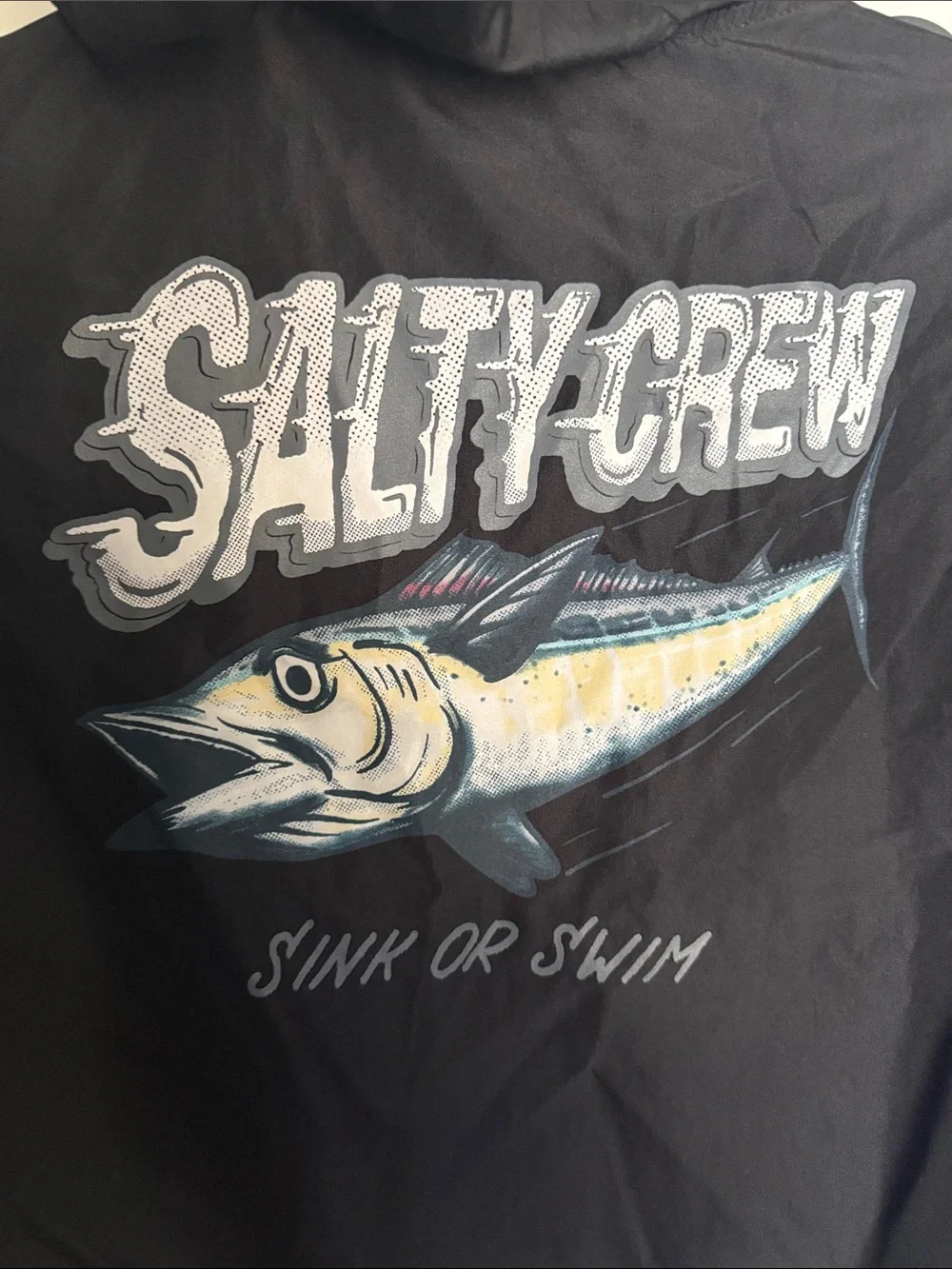 Salty Crew Black Hooded Kids Windbreaker Jacket | Size Small